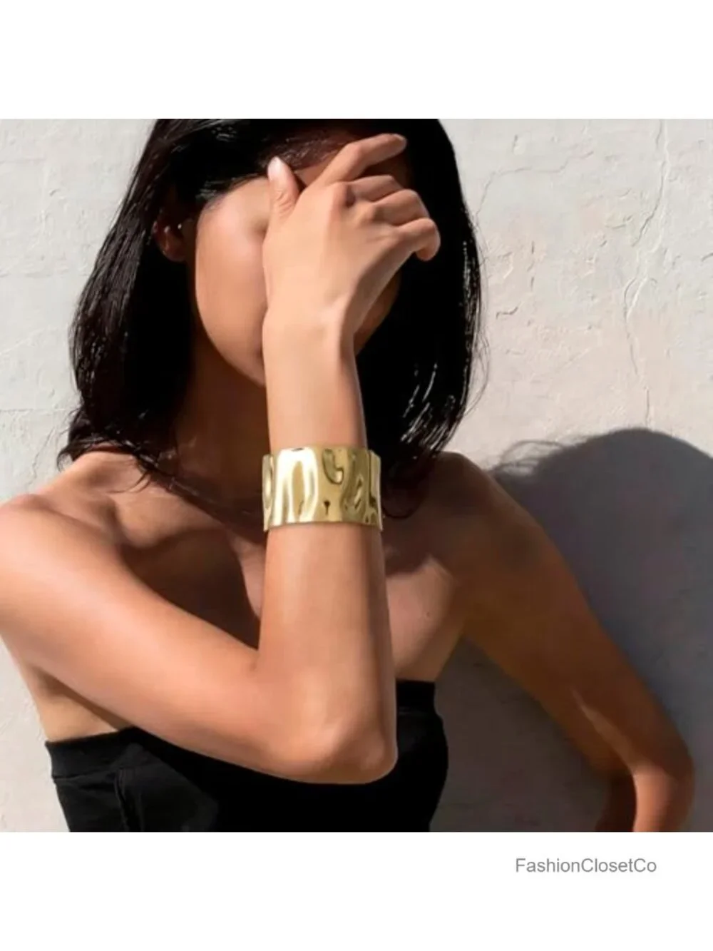 3-Piece Cuff Bracelet Set Chunky Gold Layered Bangle